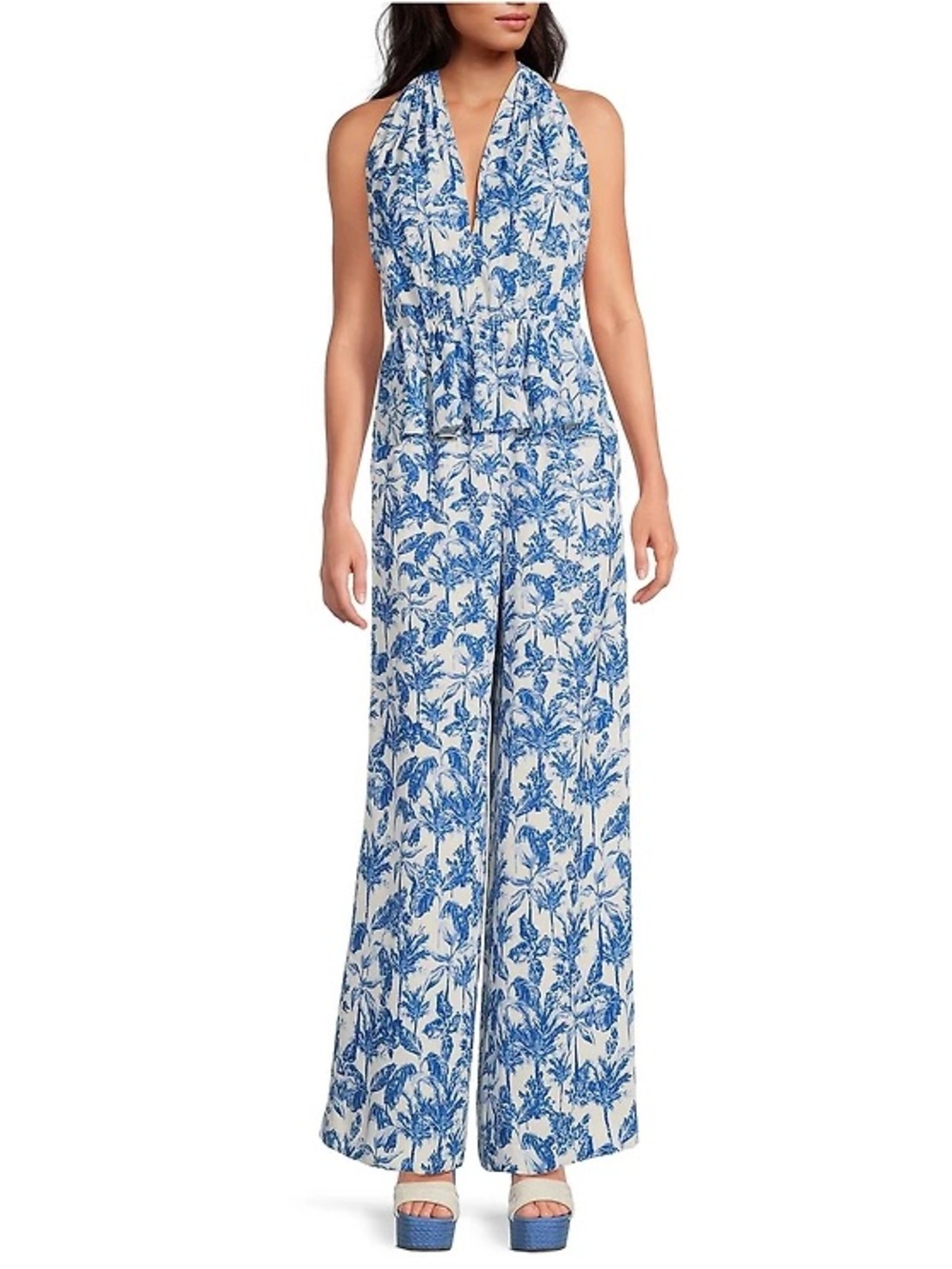 Gianni Bini x Shea Leigh Mills Amalfi Printed Satin Halter Top & Pants